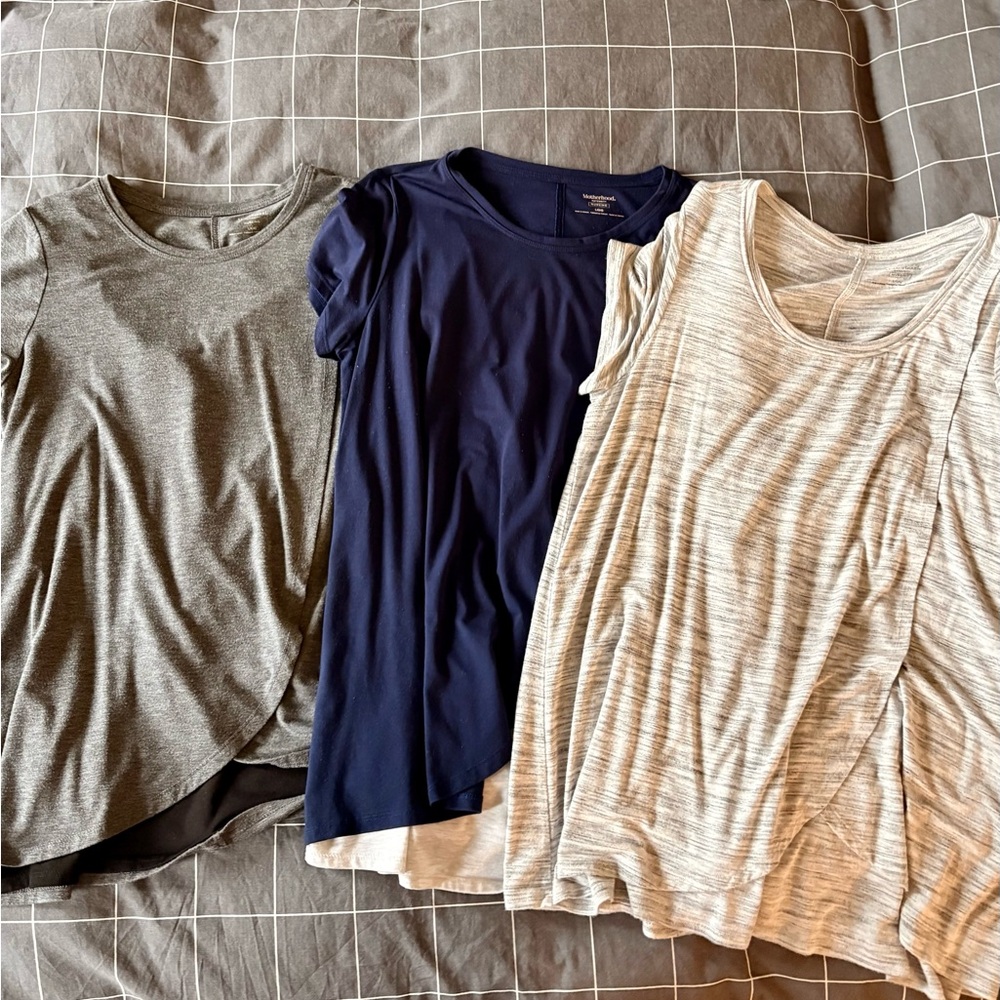 Motherhood Maternity nursing tops, petal opening, 3-pack, size L